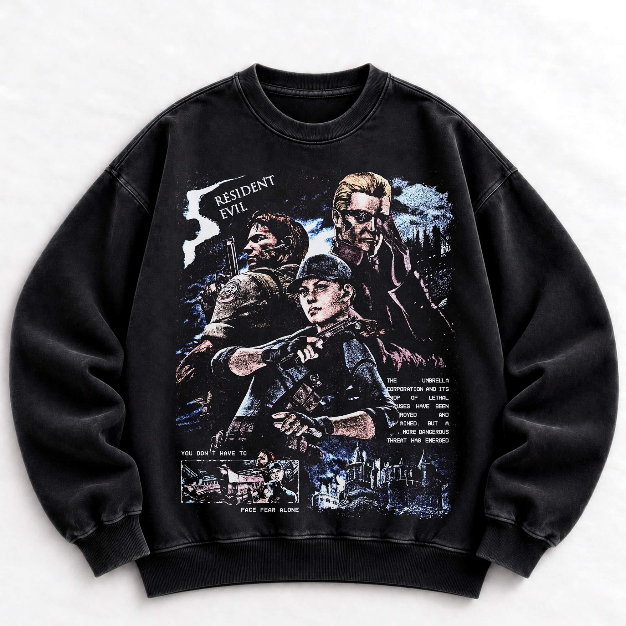 Resident Evil vintage washed survival horror graphic crewneck sweatshirt