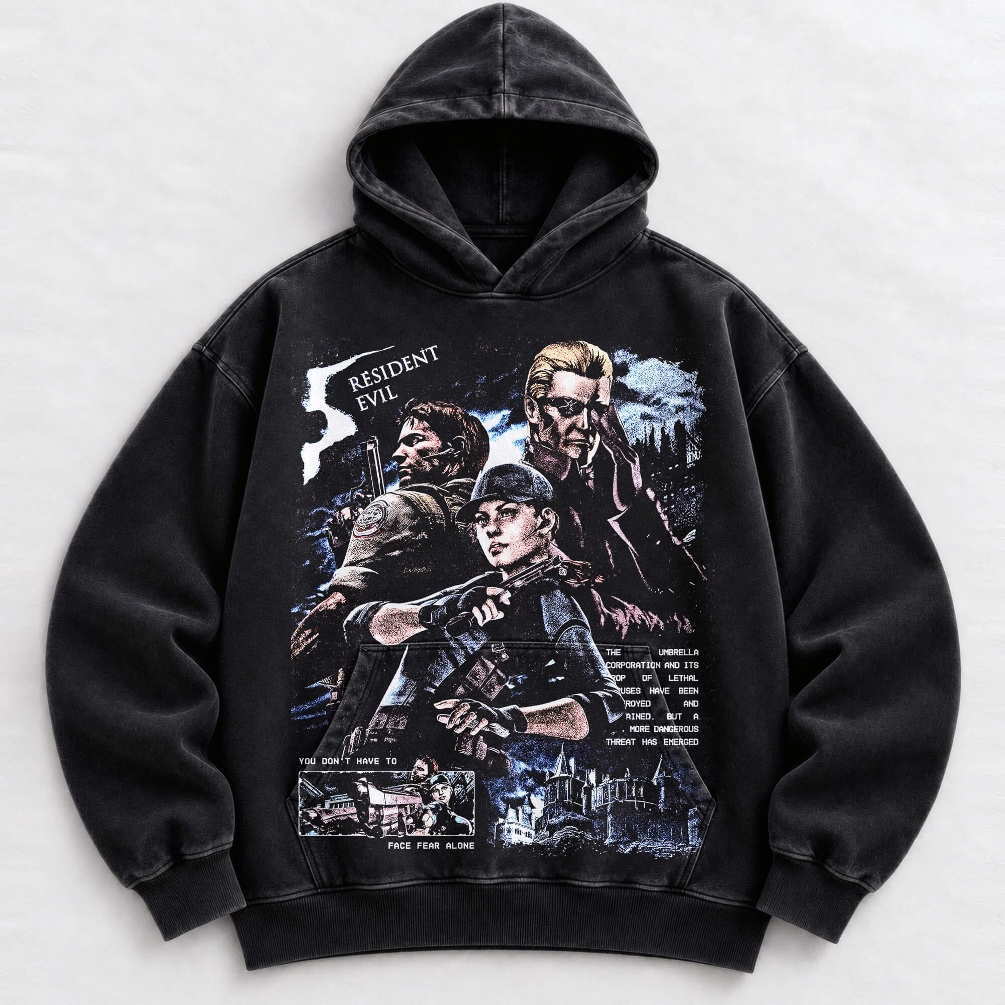 Resident Evil vintage washed survival horror graphic hoodie