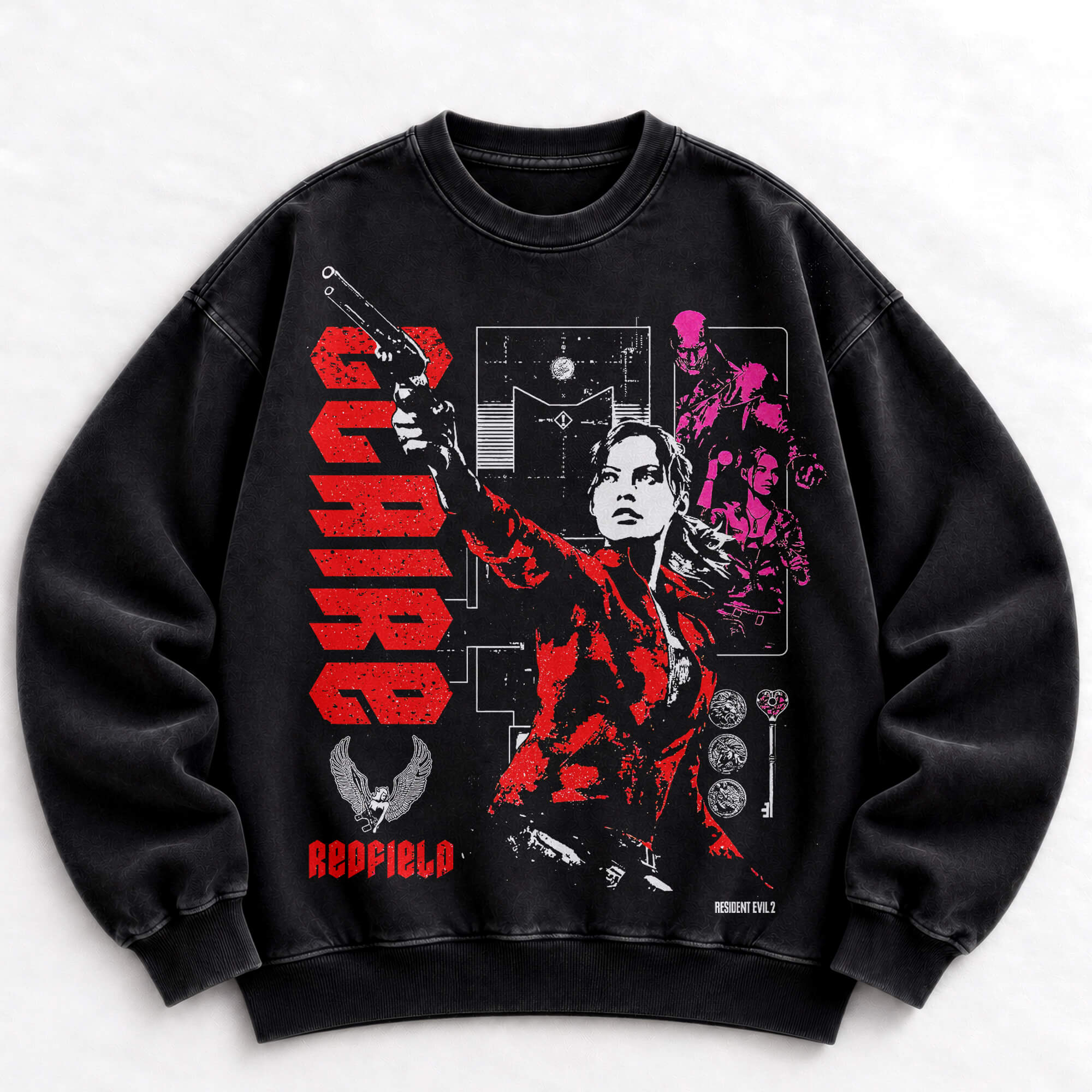 Resident Evil 2 inspired vintage washed crewneck sweatshirt