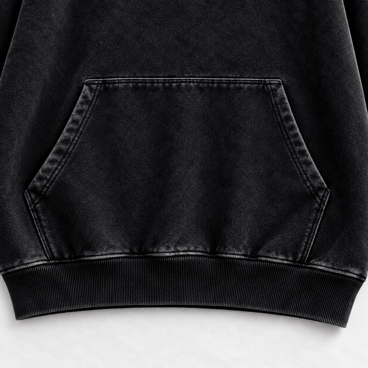 Vintage washed hoodie kangaroo pocket detail