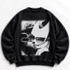 HK-04-C Noir manga Japanese streetwear crewneck sweatshirt