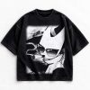 HK-04-T Noir manga vintage washed graphic shirt