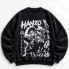 Hanzo Overwatch Japanese ink graphic vintage-washed crewneck sweatshirt