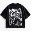 Hanzo Overwatch monochrome archer graphic on black vintage-washed shirt