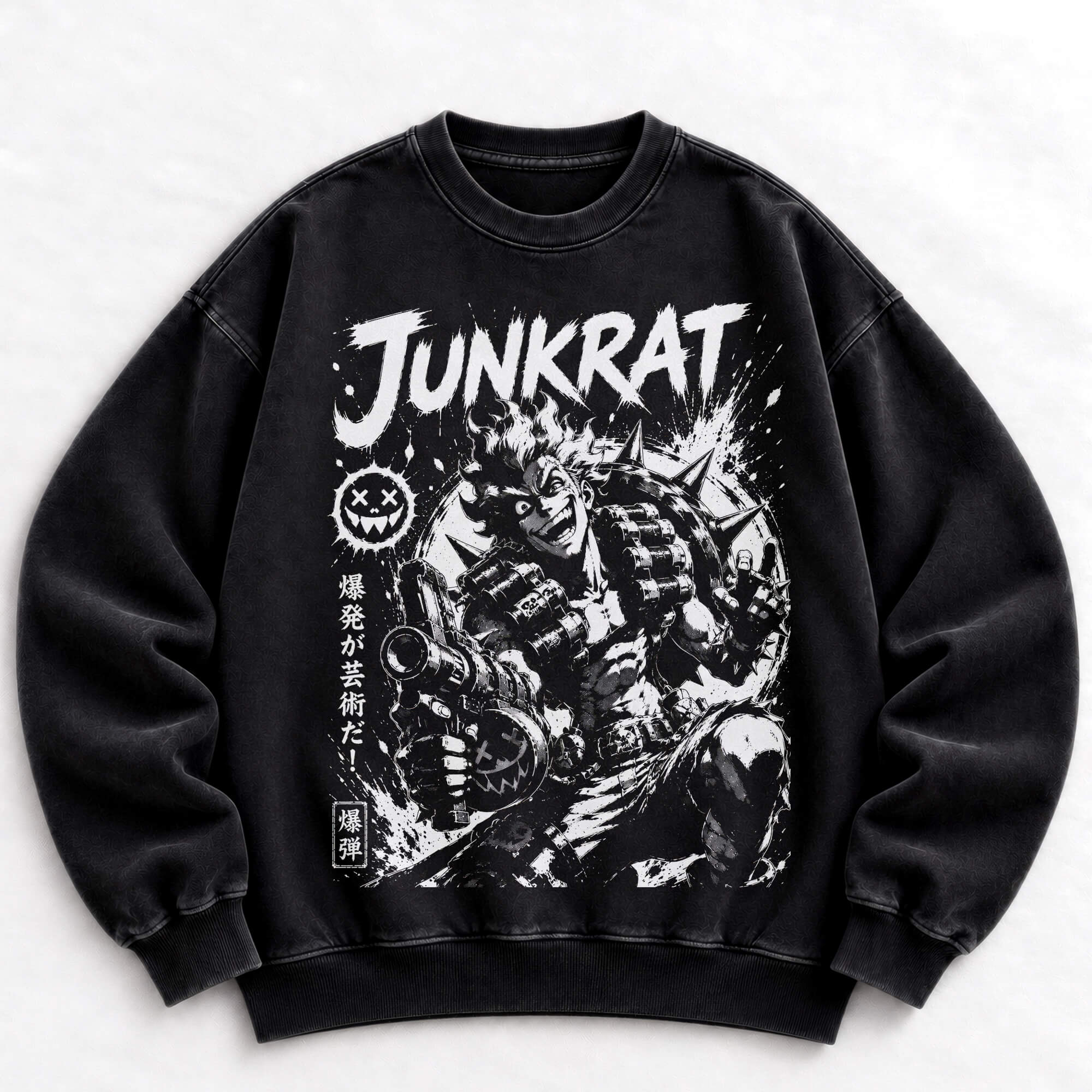 Junkrat Overwatch graphic vintage-washed crewneck sweatshirt