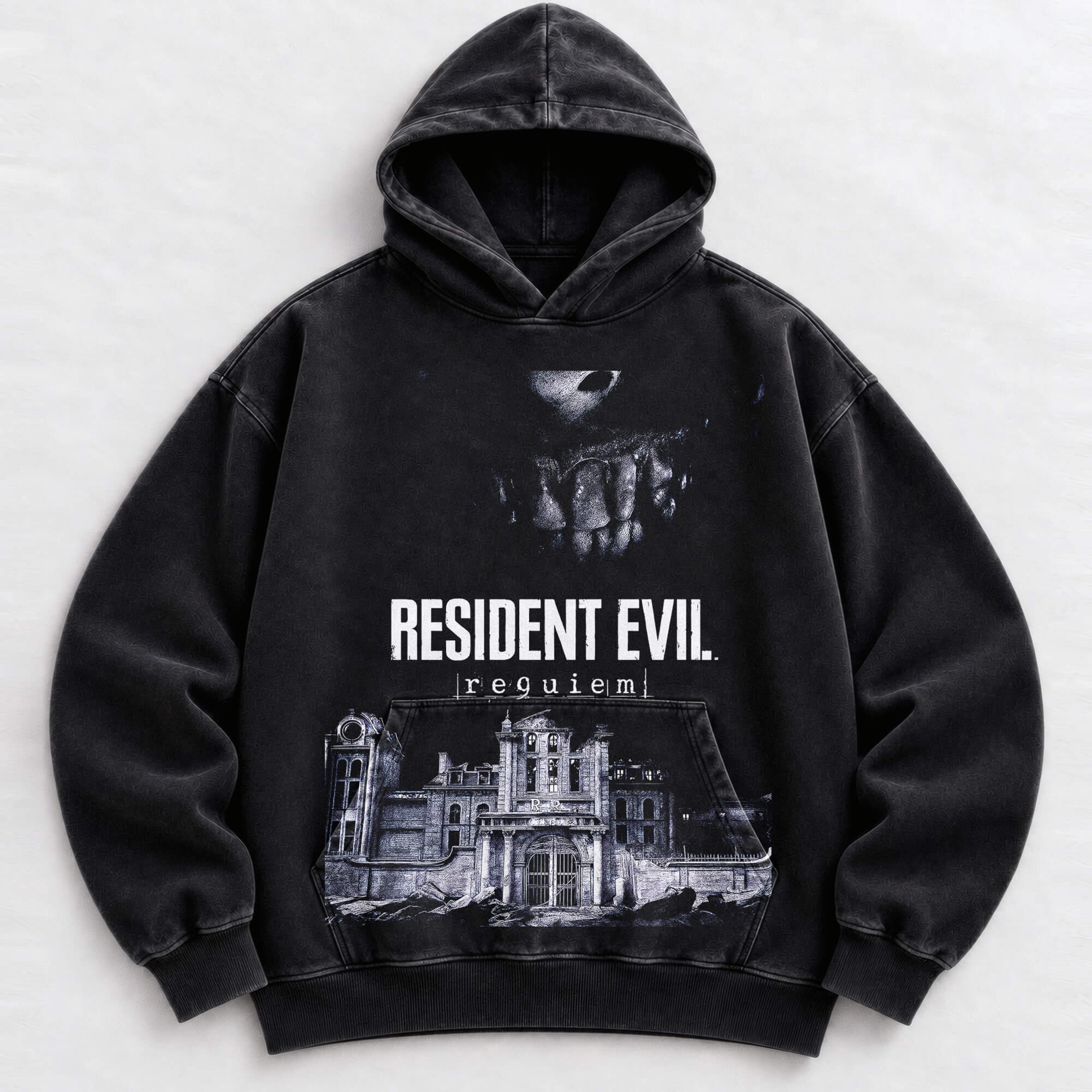 Resident Evil Requiem horror graphic washed hoodie
