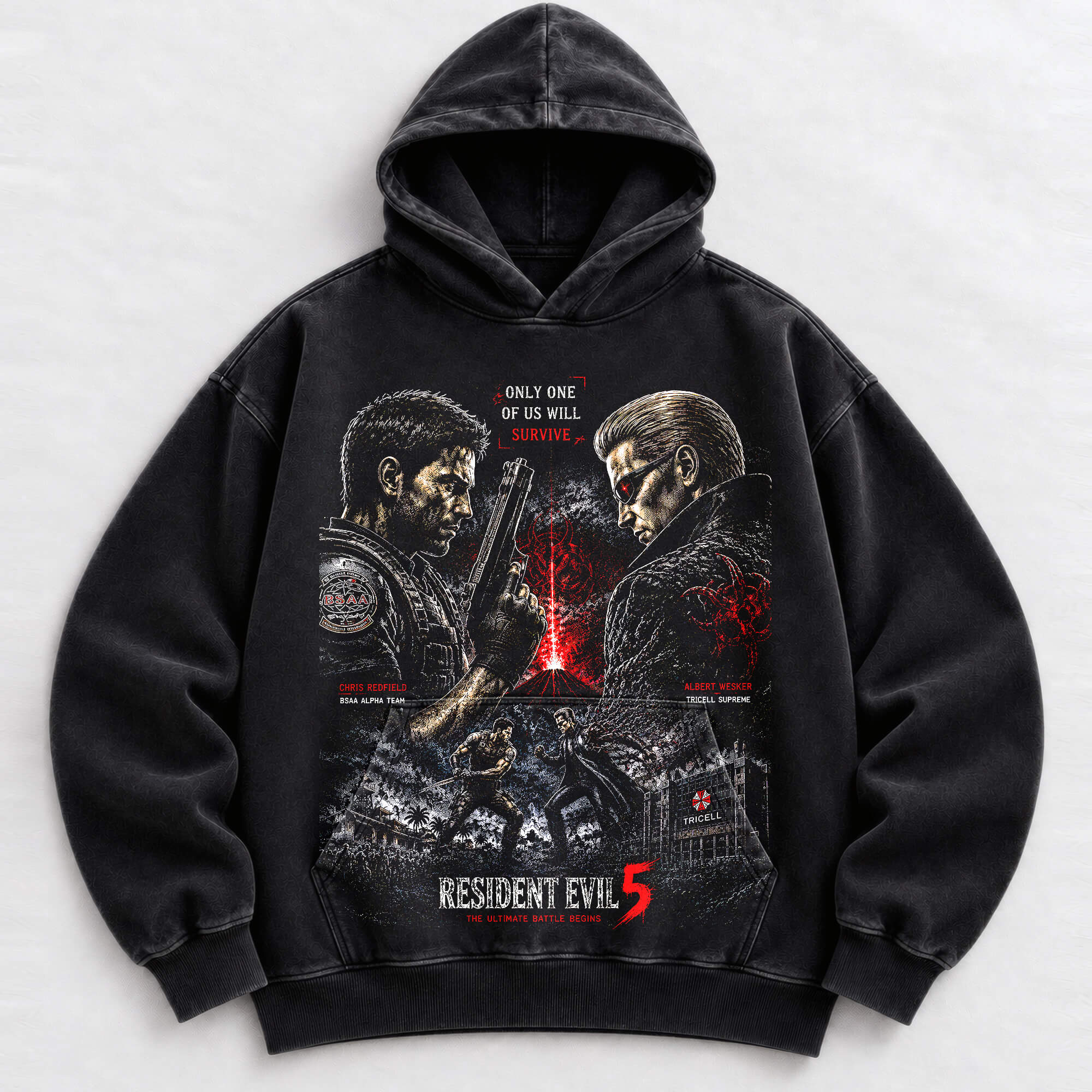 Chris Redfield Wesker Resident Evil 5 vintage washed hoodie