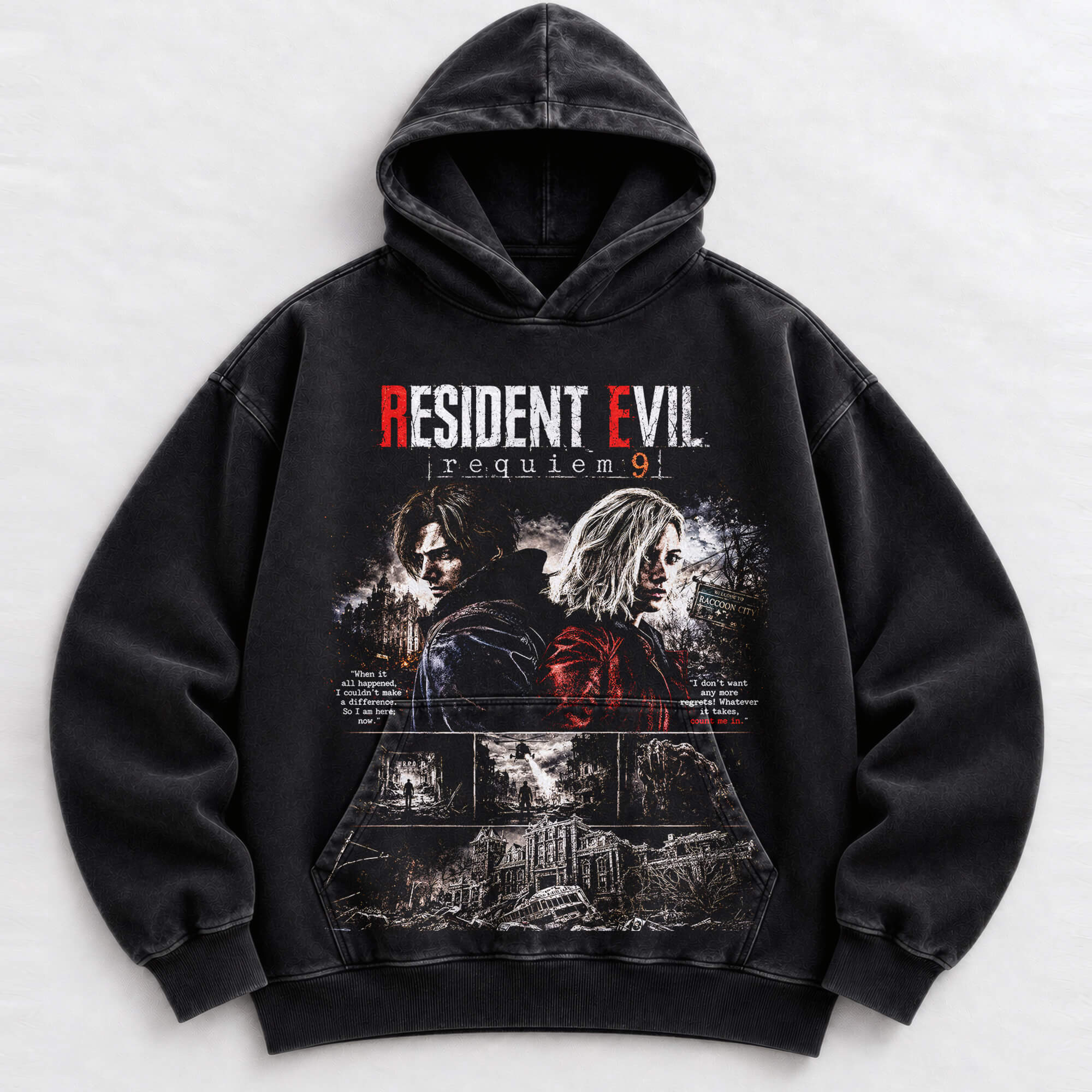 Leon Kennedy Grace Ashcroft Resident Evil 9 vintage washed hoodie