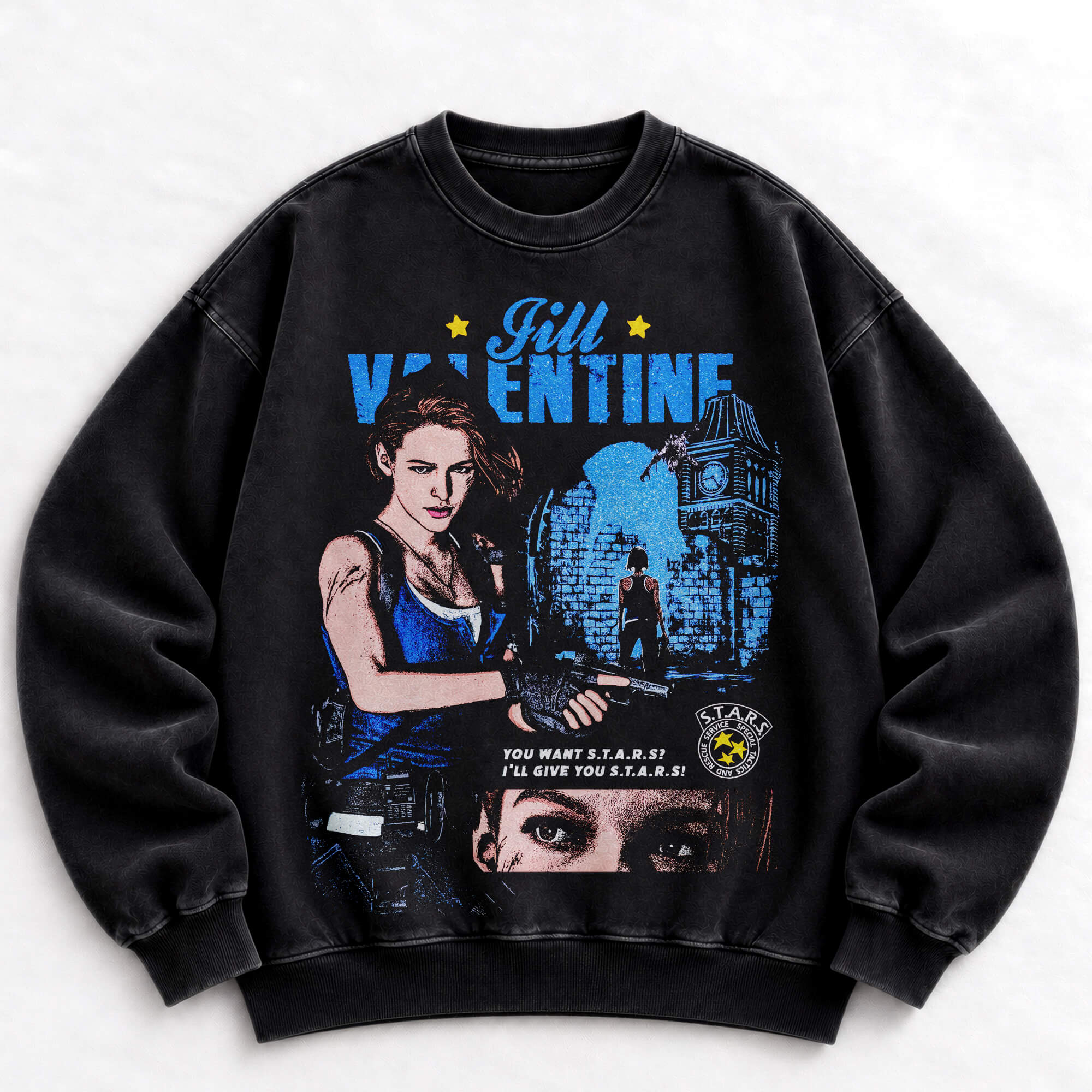 Jill Valentine Resident Evil vintage washed crewneck sweatshirt