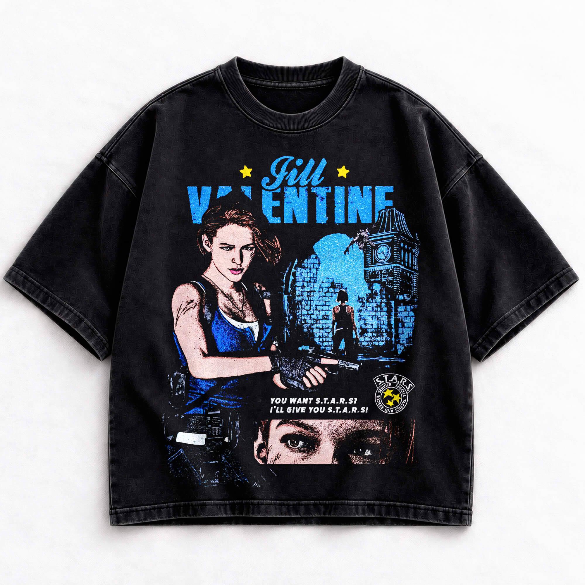 Jill Valentine Resident Evil vintage washed black t-shirt