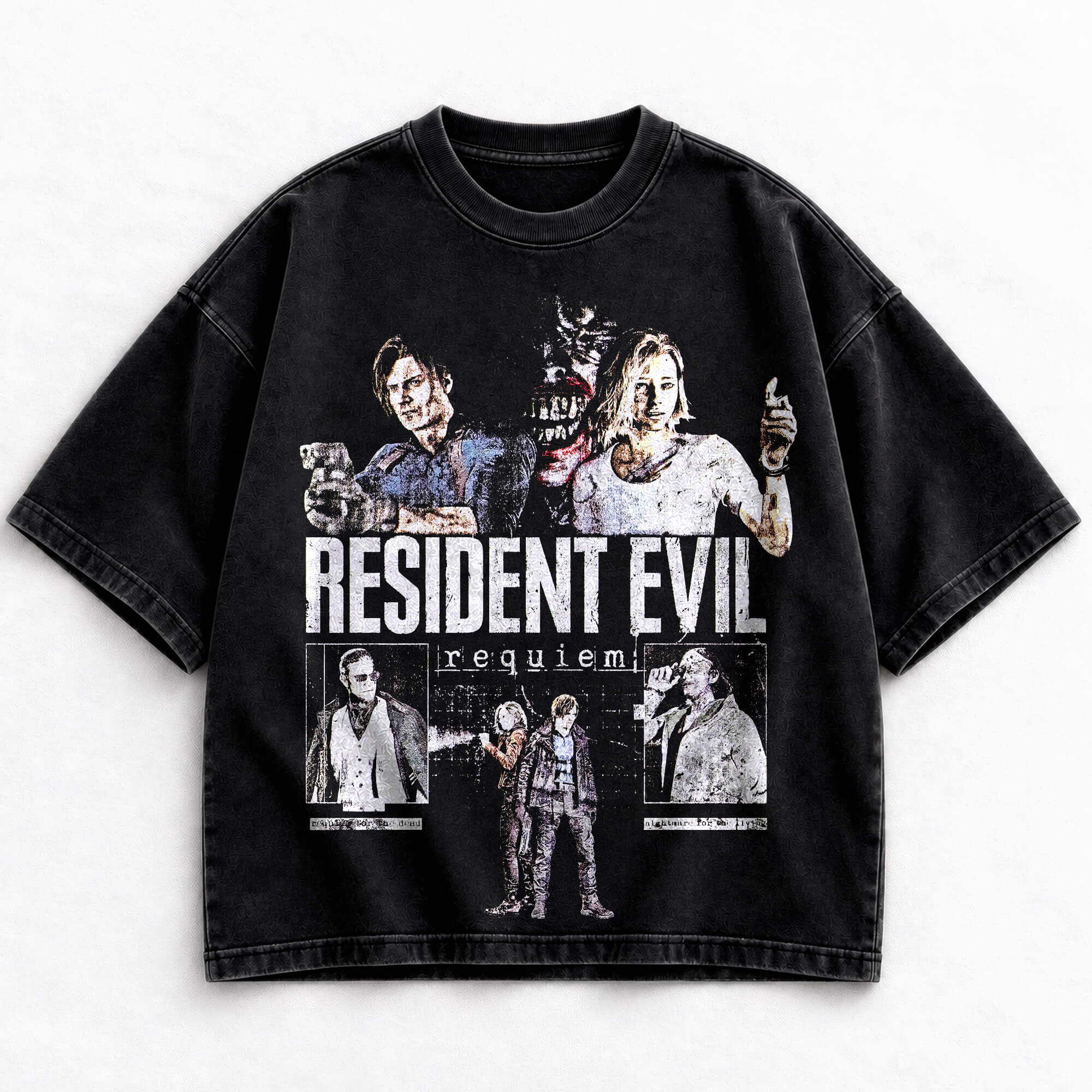 RE-12-T Resident Evil Requiem vintage washed black t-shirt