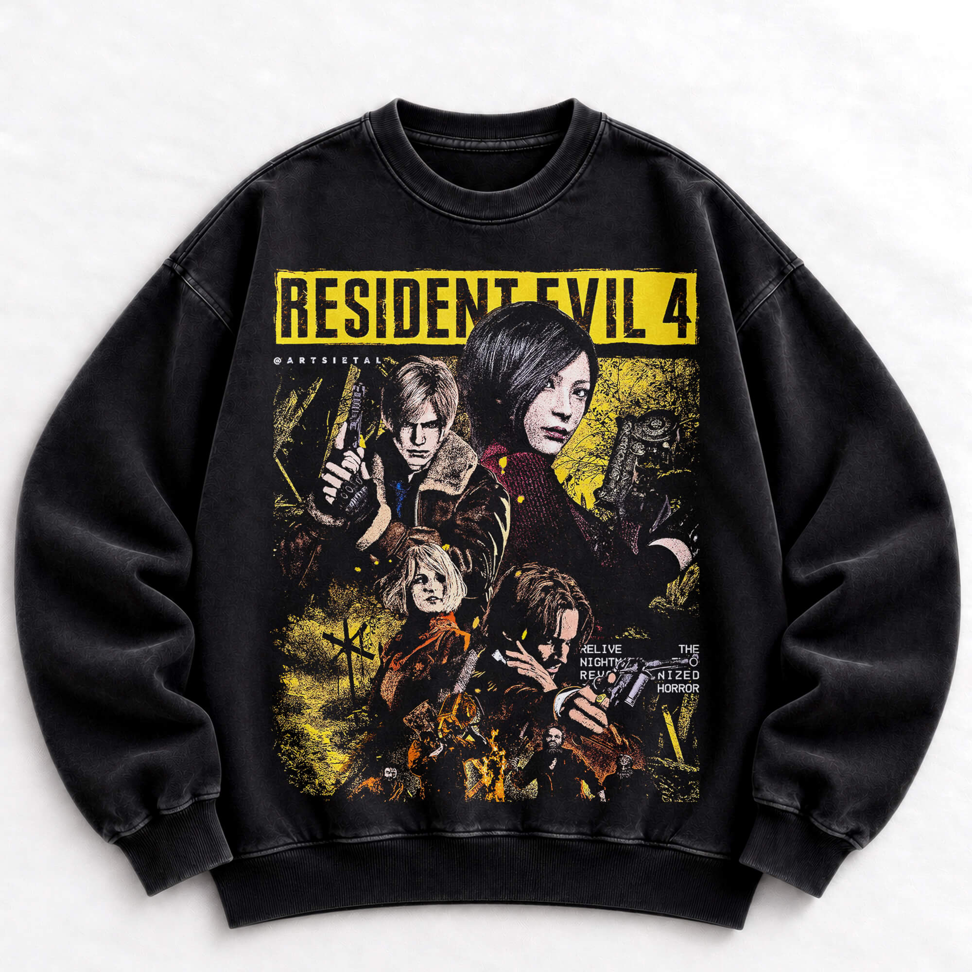 RE-15-C Resident Evil 4 vintage washed crewneck sweatshirt