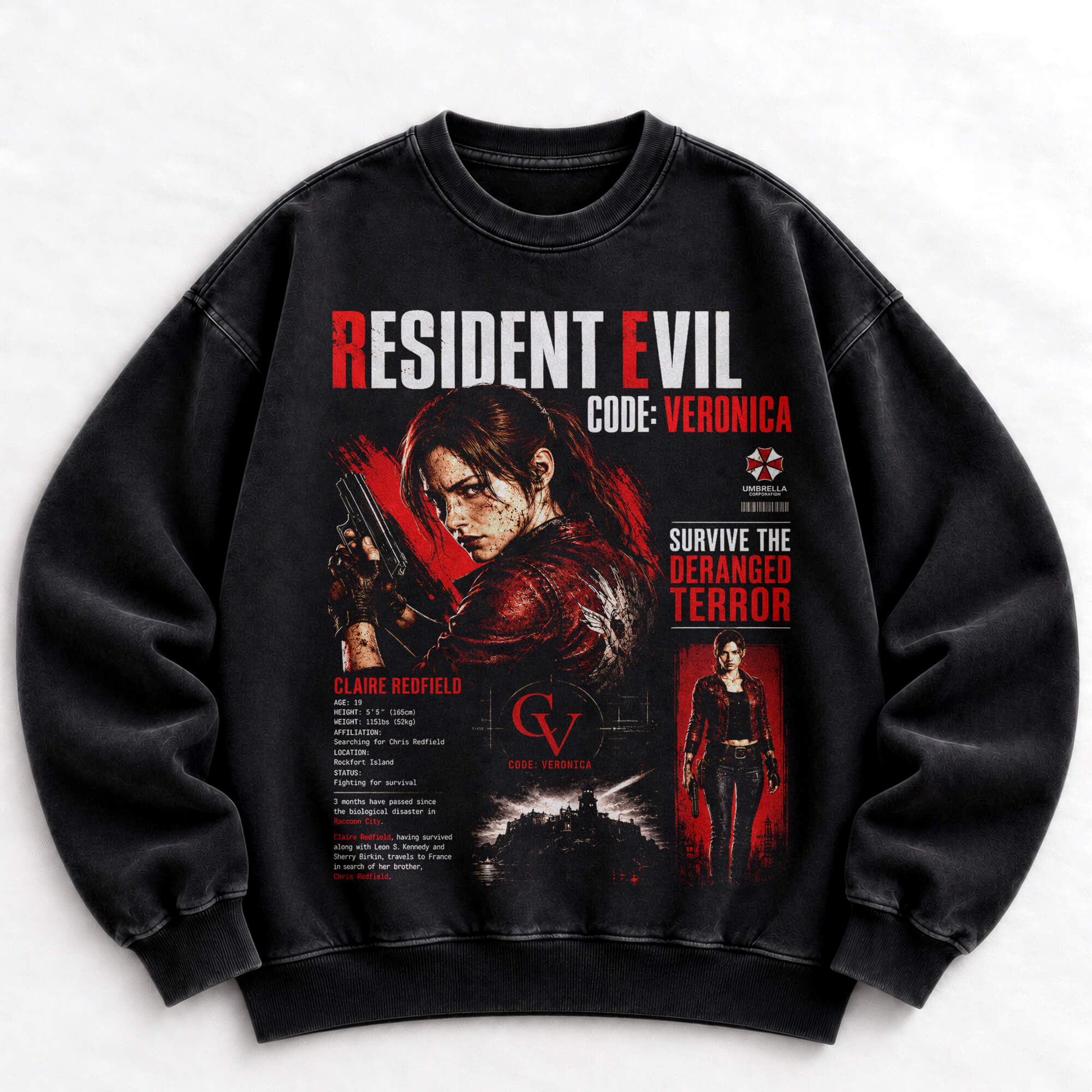 Resident Evil Code Veronica Claire Redfield vintage crewneck sweatshirt