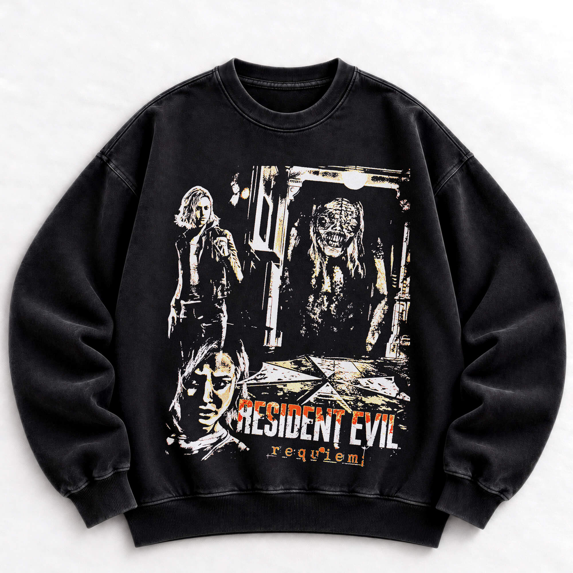 Resident Evil Requiem vintage washed graphic crewneck sweatshirt