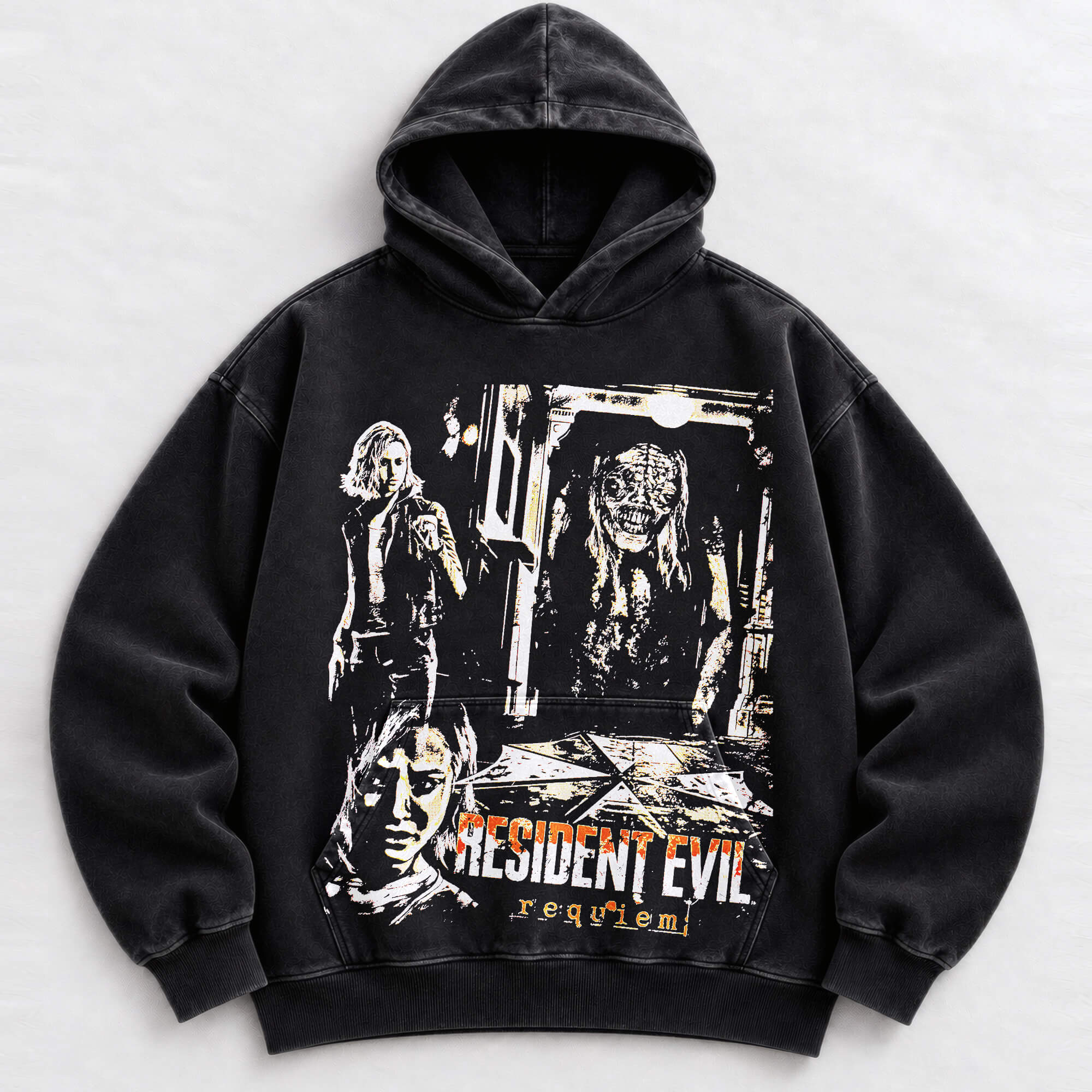 Resident Evil Requiem vintage washed oversized graphic hoodie