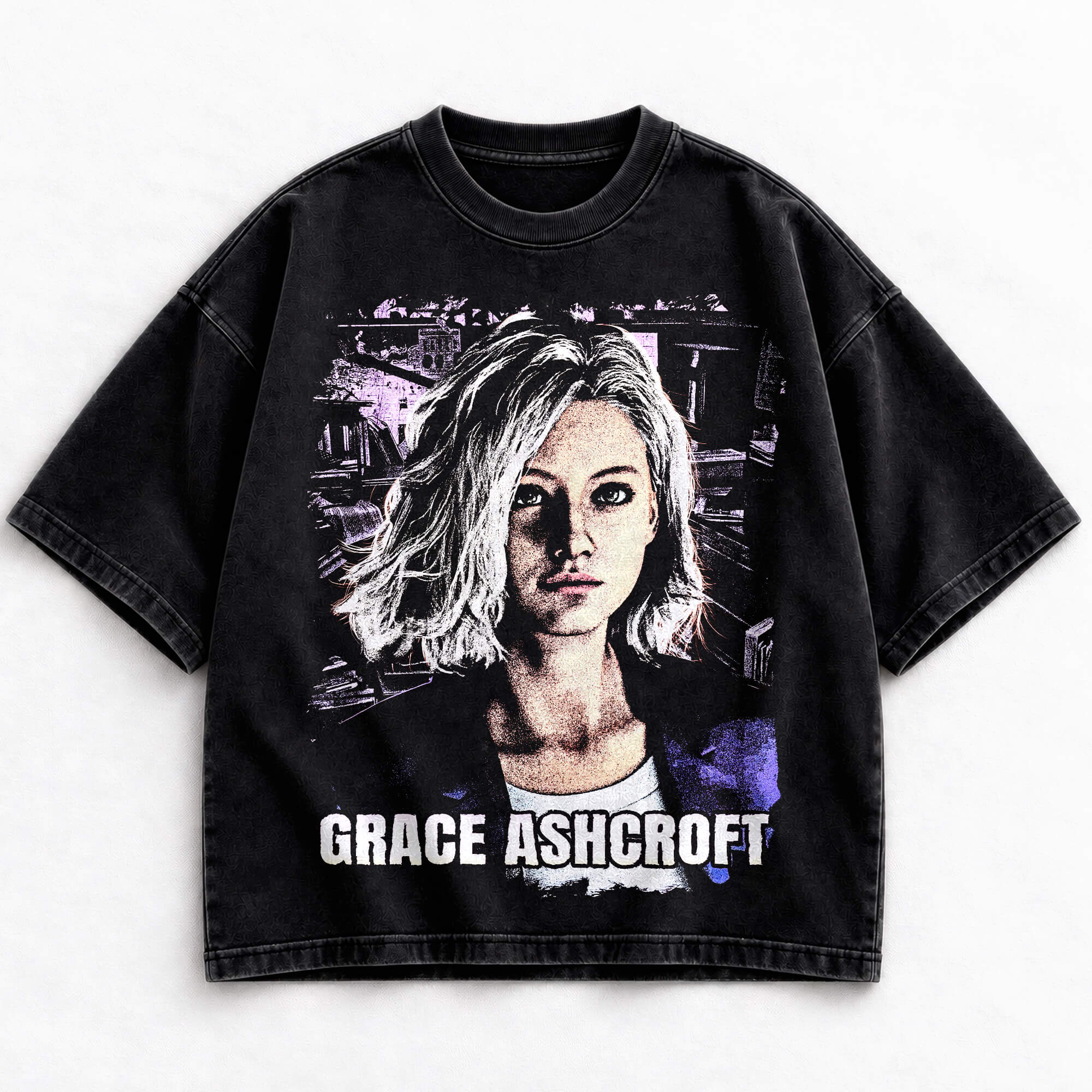 Grace Ashcroft Resident Evil Requiem vintage washed oversized graphic T-shirt