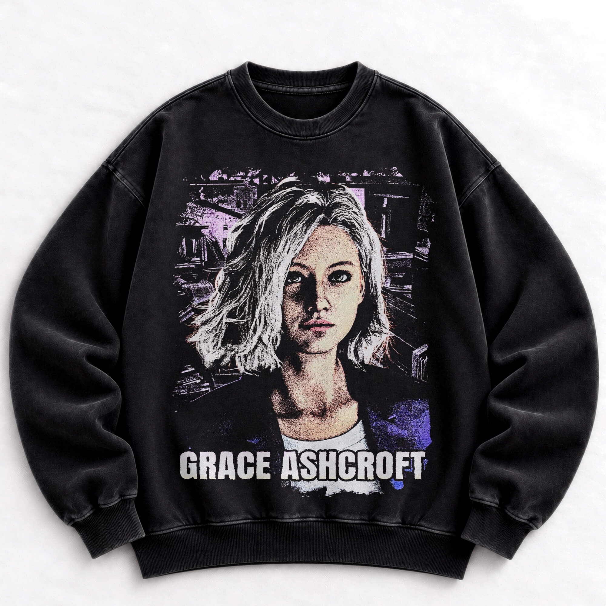 Grace Ashcroft Resident Evil Requiem vintage washed graphic crewneck sweatshirt